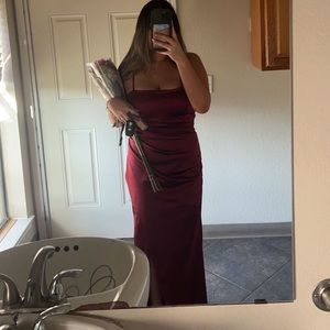 Burgundy formal silk dress